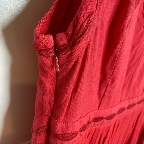 Free People Birds Of A Feather Coral Red Embroidered Sleveless Mini Dres… - Picture 14 of 16